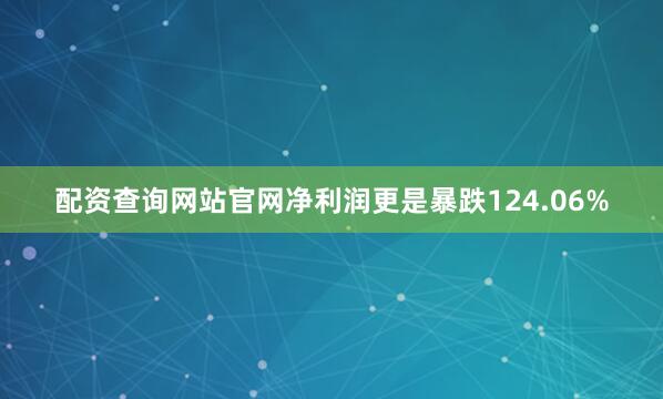 配资查询网站官网净利润更是暴跌124.06%